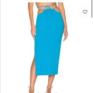 Weworewhat Cutout Midi Skirt in Ocean Blue